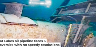A section of Enbridge’s Line 5 runs along the bottom of the Straits of Mackinac in Michigan. Michigan Department of Environment, Great Lakes and Energy via AP